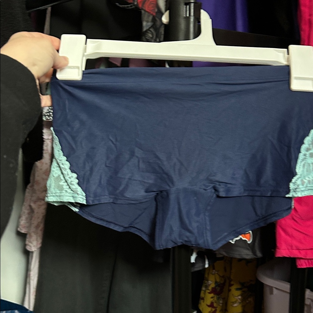 PINK Victoria's Secret Navy Blue Boyshorts with Lace